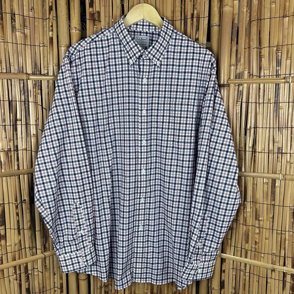 L.L. Bean Other - LL BEAN Traditional Fit Red Wht Blue Plaid Long Sleeve Button Men's Shirt Large
